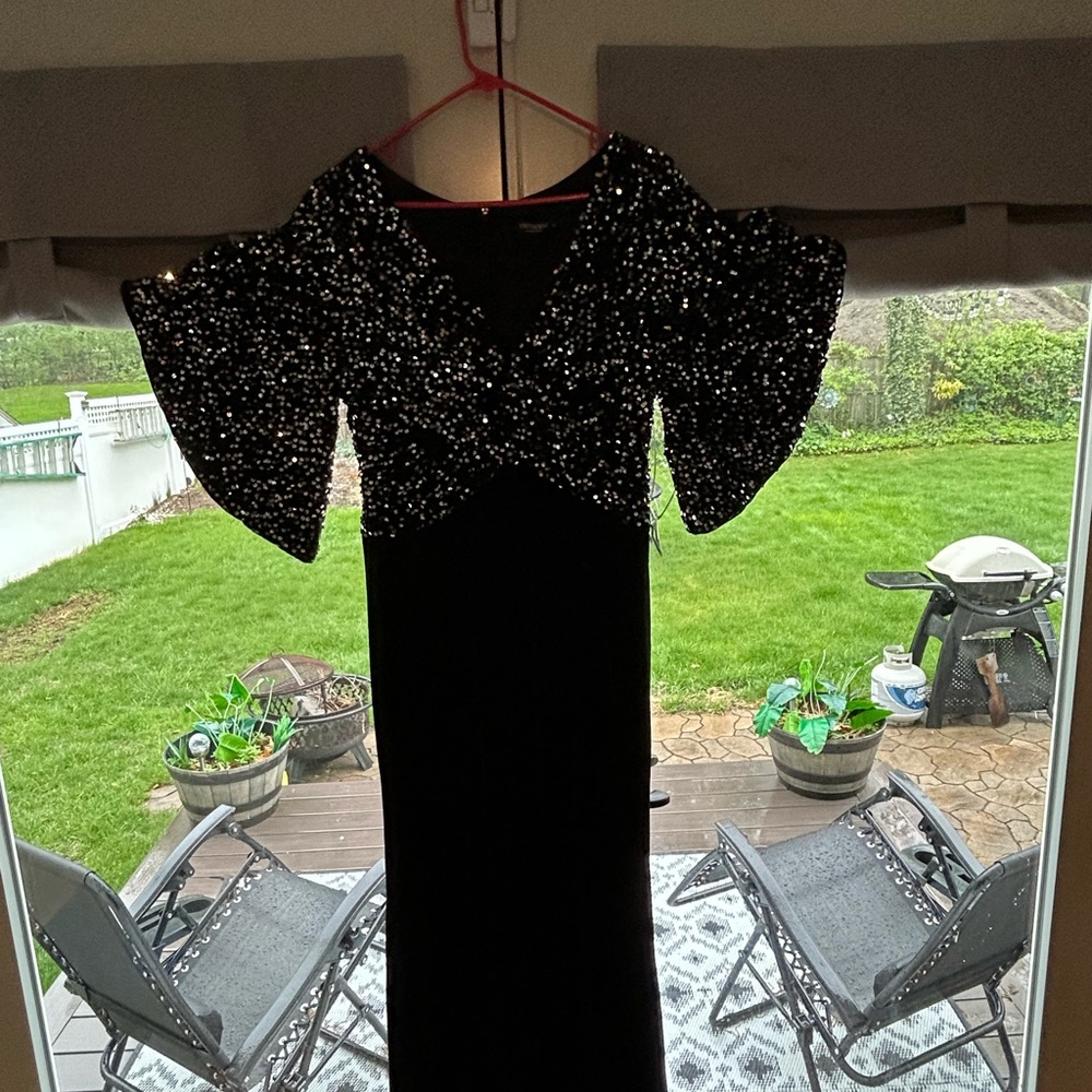 Black and Silver Embellished split leg Gown